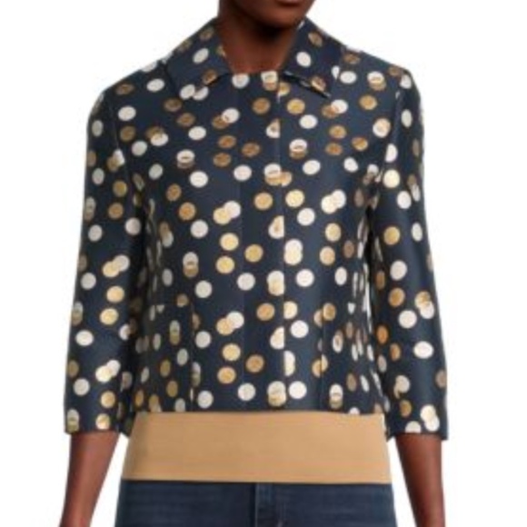 Akris Punto Navy Jacquard Metallic Dot Jacket — Size 8, NWT - Picture 13 of 14
